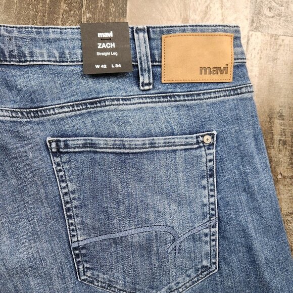 Mens Mavi Zach Straight Leg size 42x34 Mid Rise Blue Denim Jeans - Picture 5 of 11